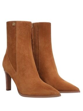 Franco Sarto Franco Appia Bootie Saddle Brown Suede NWOB